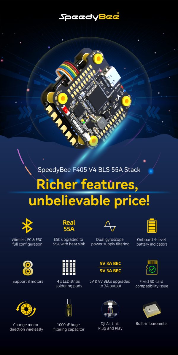SpeedyBee F405 V4 BLS 55A 30x30 FC&ESC Stack - Image 6