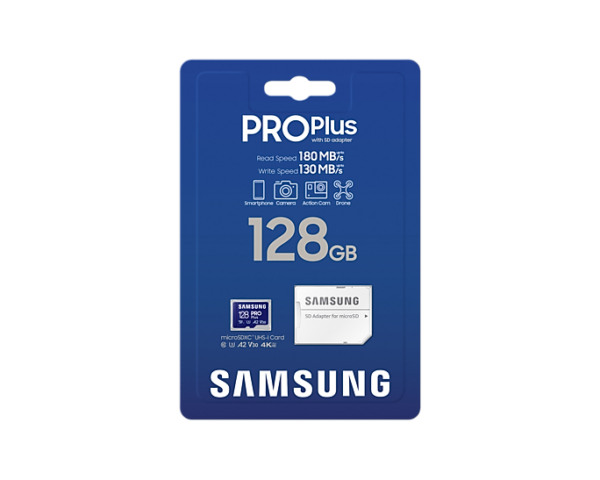 Samsung MicroSDXC 128GB PRO Plus (čtení/zápis: 180/130 MB/s) + SD adaptér - Image 3