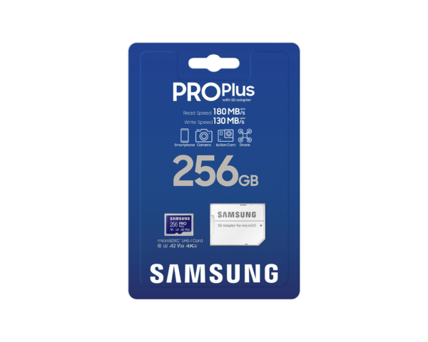 Samsung MicroSDXC 256GB PRO Plus (čtení/zápis: 180/130 MB/s) + SD adaptér - Image 3