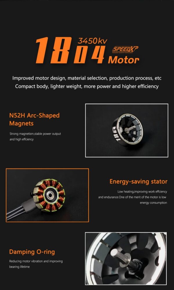 GEPRC SPEEDX2 1804 2450KV 6S Black Motor - Image 7