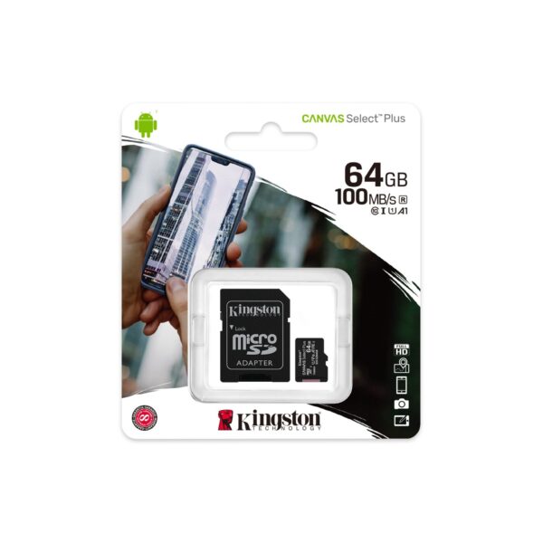 Kingston MicroSDHC 64GB Canvas Select Plus (čtení/zápis: 100/85 MB/s) + SD adaptér - Image 2